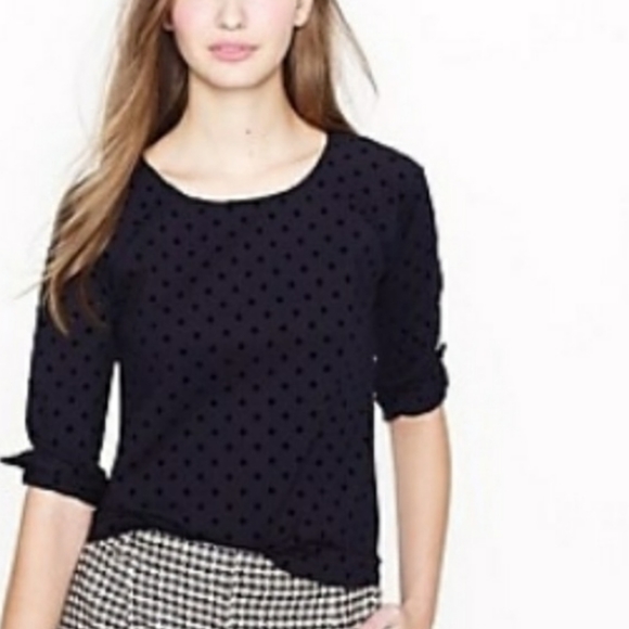 J. Crew Sweaters - J Crew Velvet Dot Ponte Top Sweater 3/4 Sleeve XS